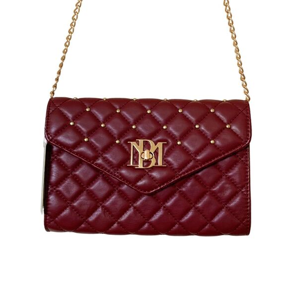 Badgley Mischka Vagan Quilted Leather Flap Crossbody with Studs and Chain Strap - Picture 3 of 11